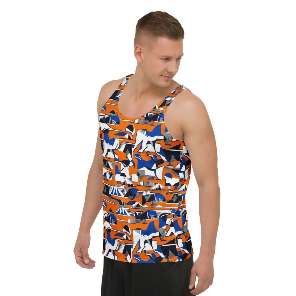 Orange Aviary on Men's Tank Top — Left Front