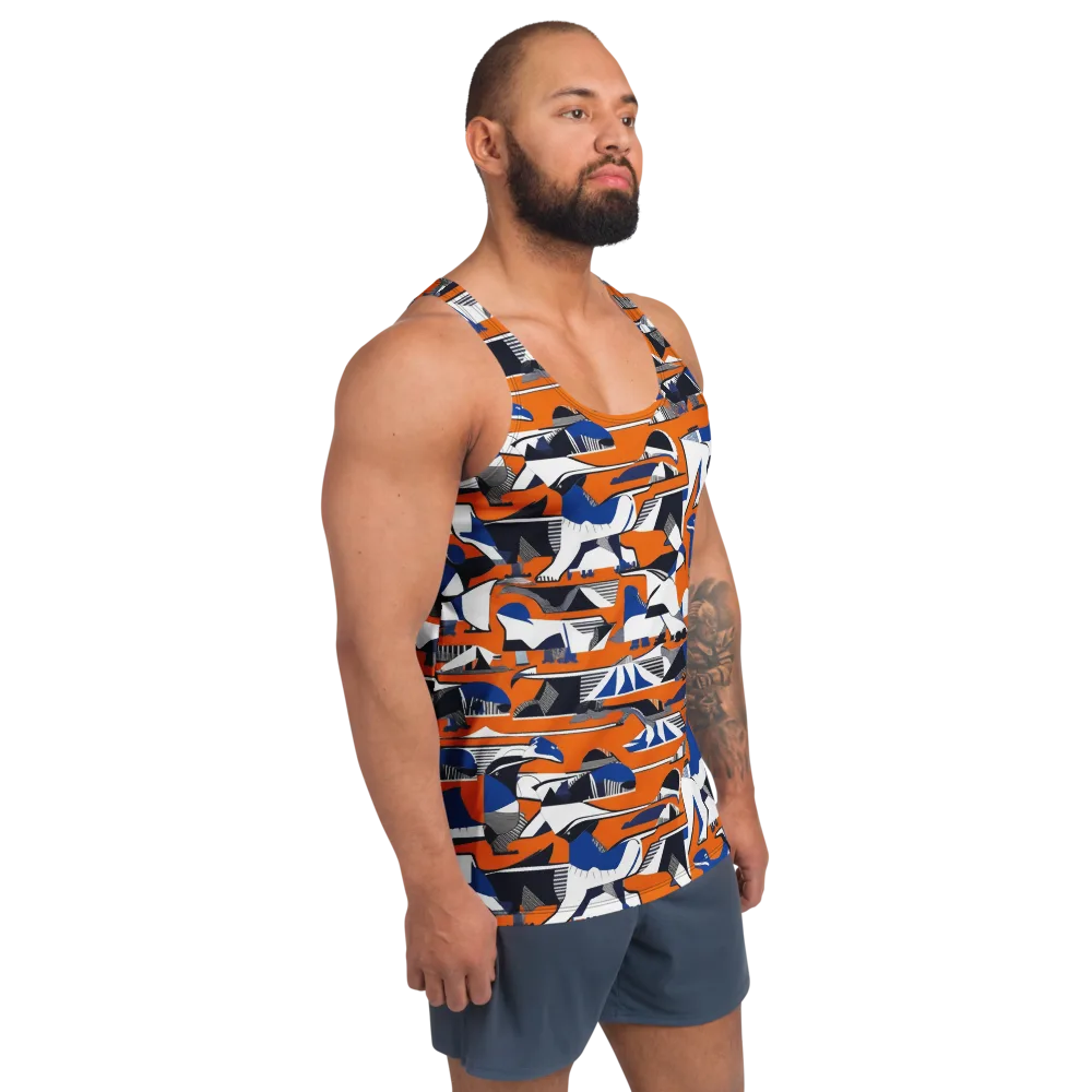 Orange Aviary on Men's Tank Top — Right Front