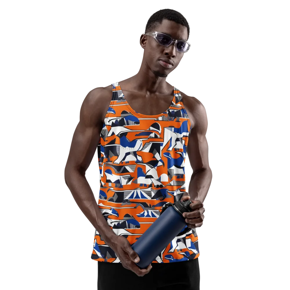 Orange Aviary on Men's Tank Top — Front