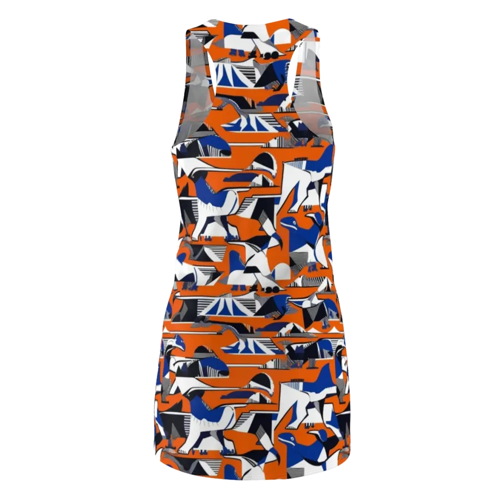 Orange Aviary on Racerback Dress — Back