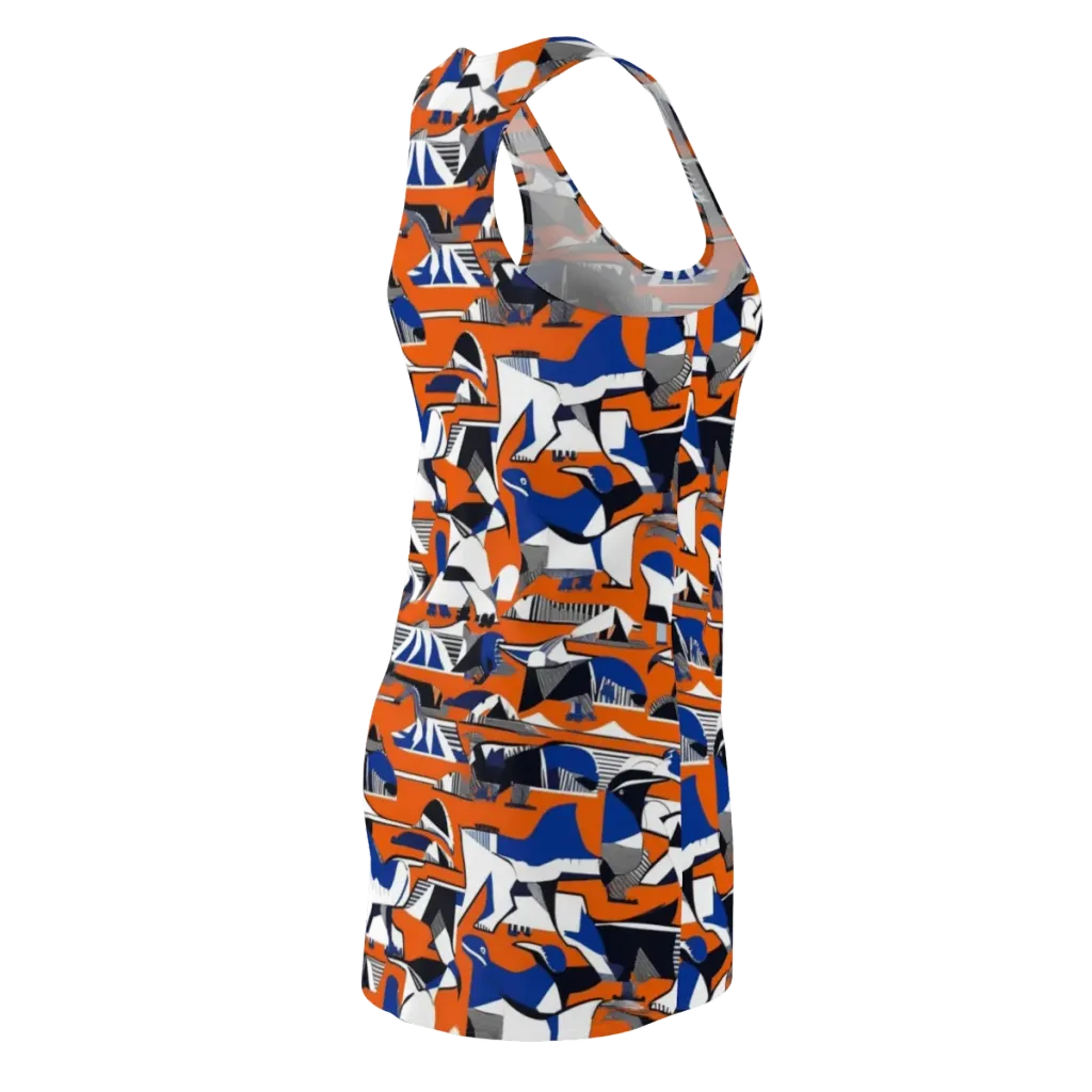 Orange Aviary on Racerback Dress — Back Side