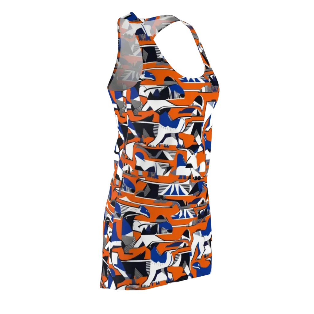 Orange Aviary on Racerback Dress — Front Side