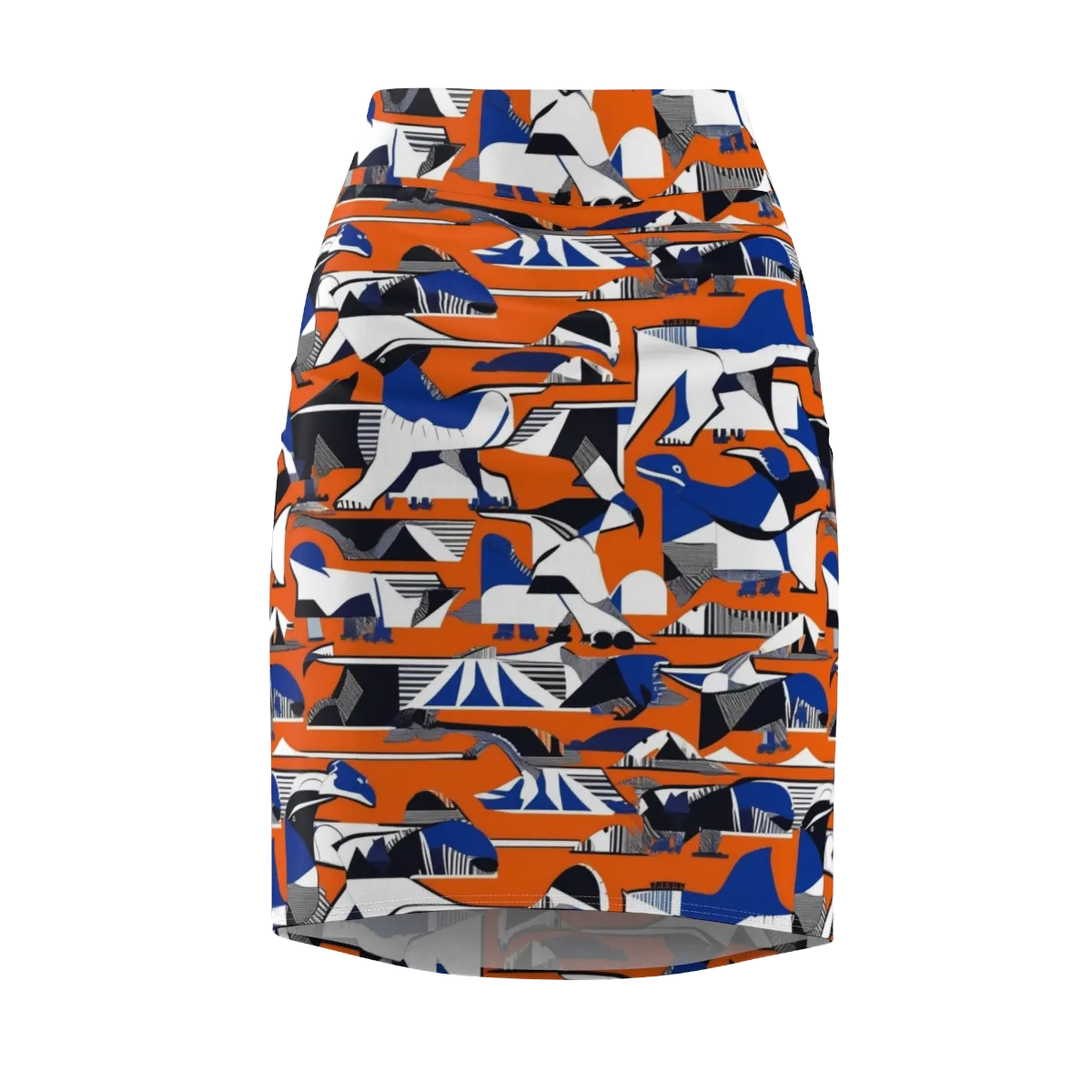 Orange Aviary on Pencil Skirt — Front