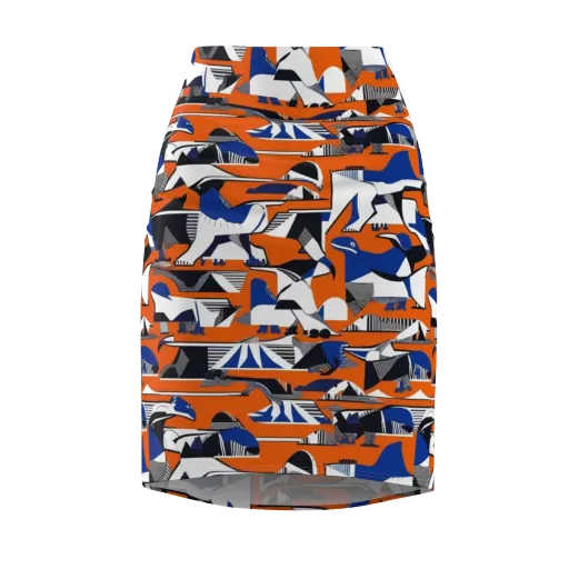 Orange Aviary on a Pencil Skirt