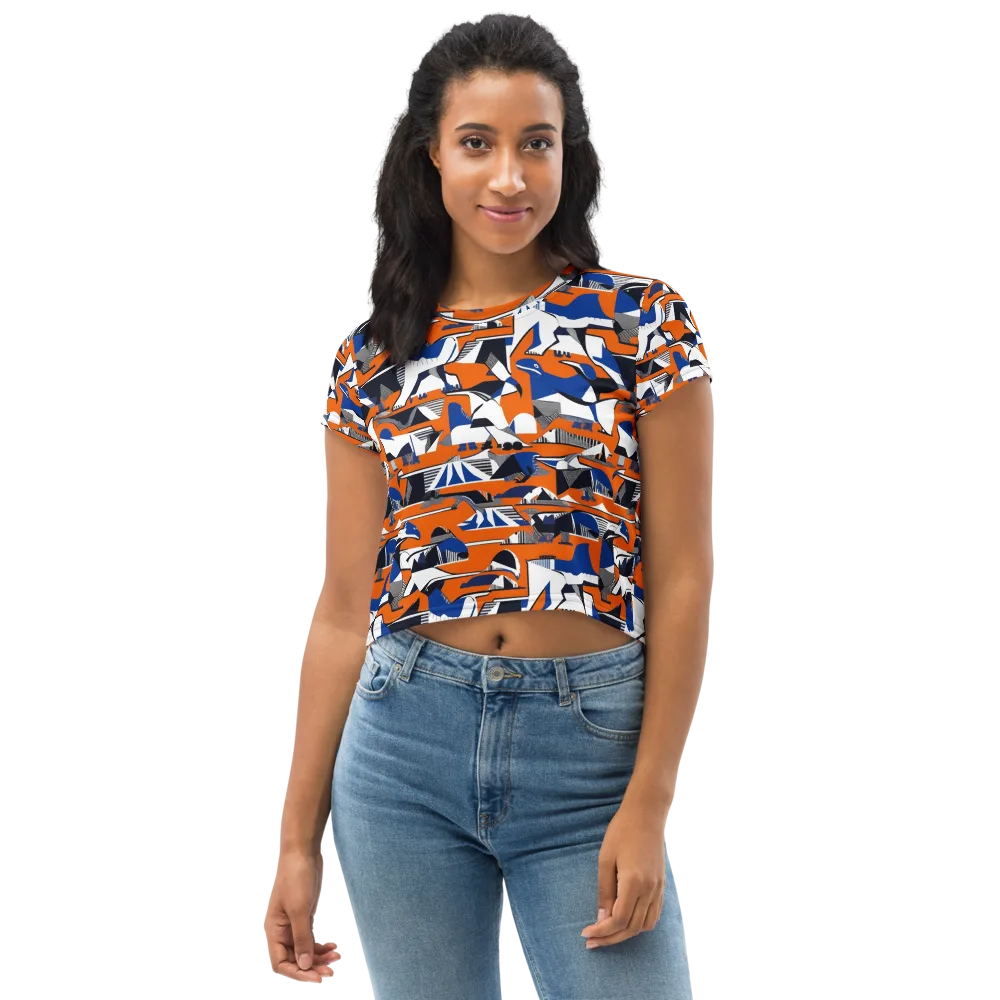 Orange Aviary on Crop Tee — Front