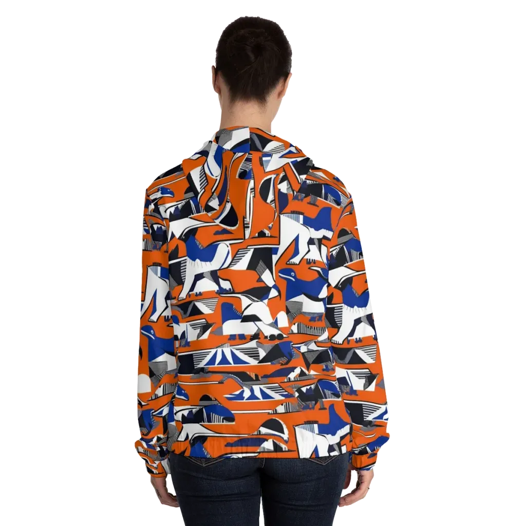 Orange Aviary on Women's Full-Zip Hoodie — Back On Person