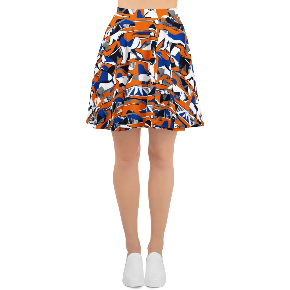 Orange Aviary on Skater Skirt — Front