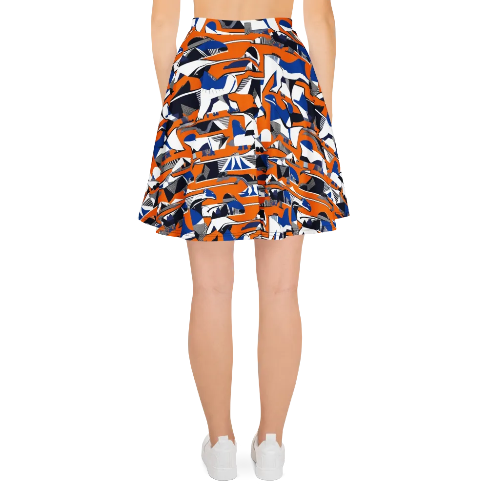 Orange Aviary on Skater Skirt — Back