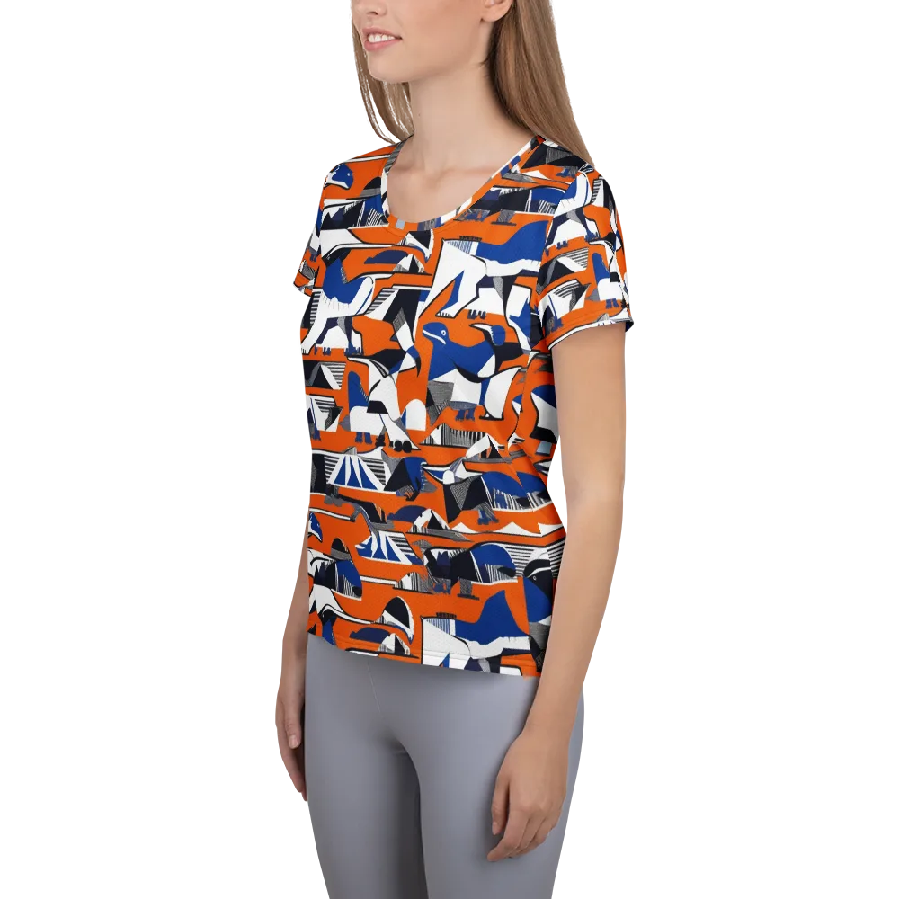 Orange Aviary on Women's Athletic T-Shirt — Left