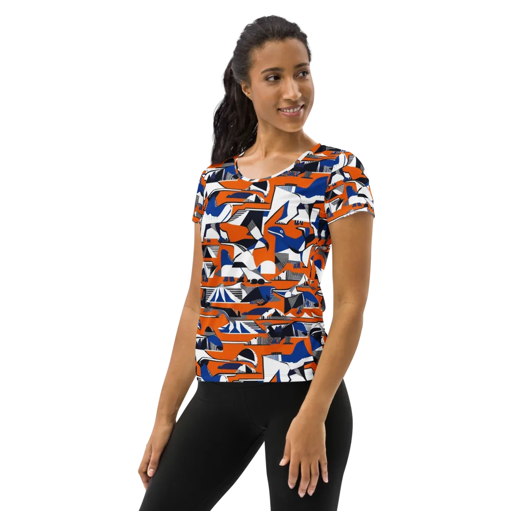 Orange Aviary on Women's Athletic T-Shirt — Left