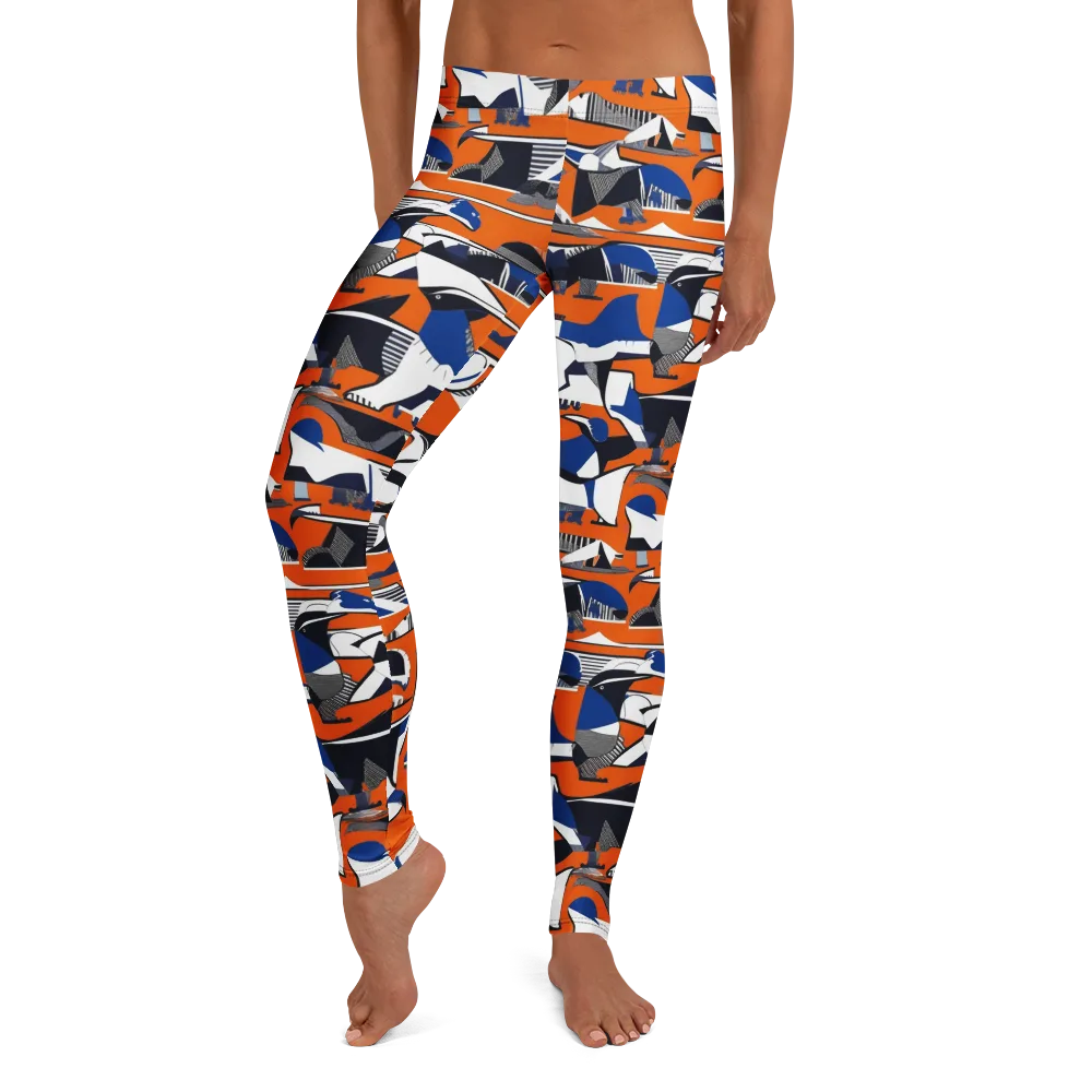 Orange Aviary on Leggings — Front
