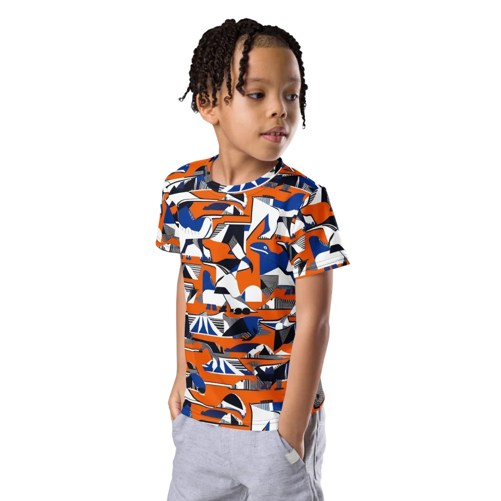 Orange Aviary on Kids Crew Neck T-Shirt — Left Front