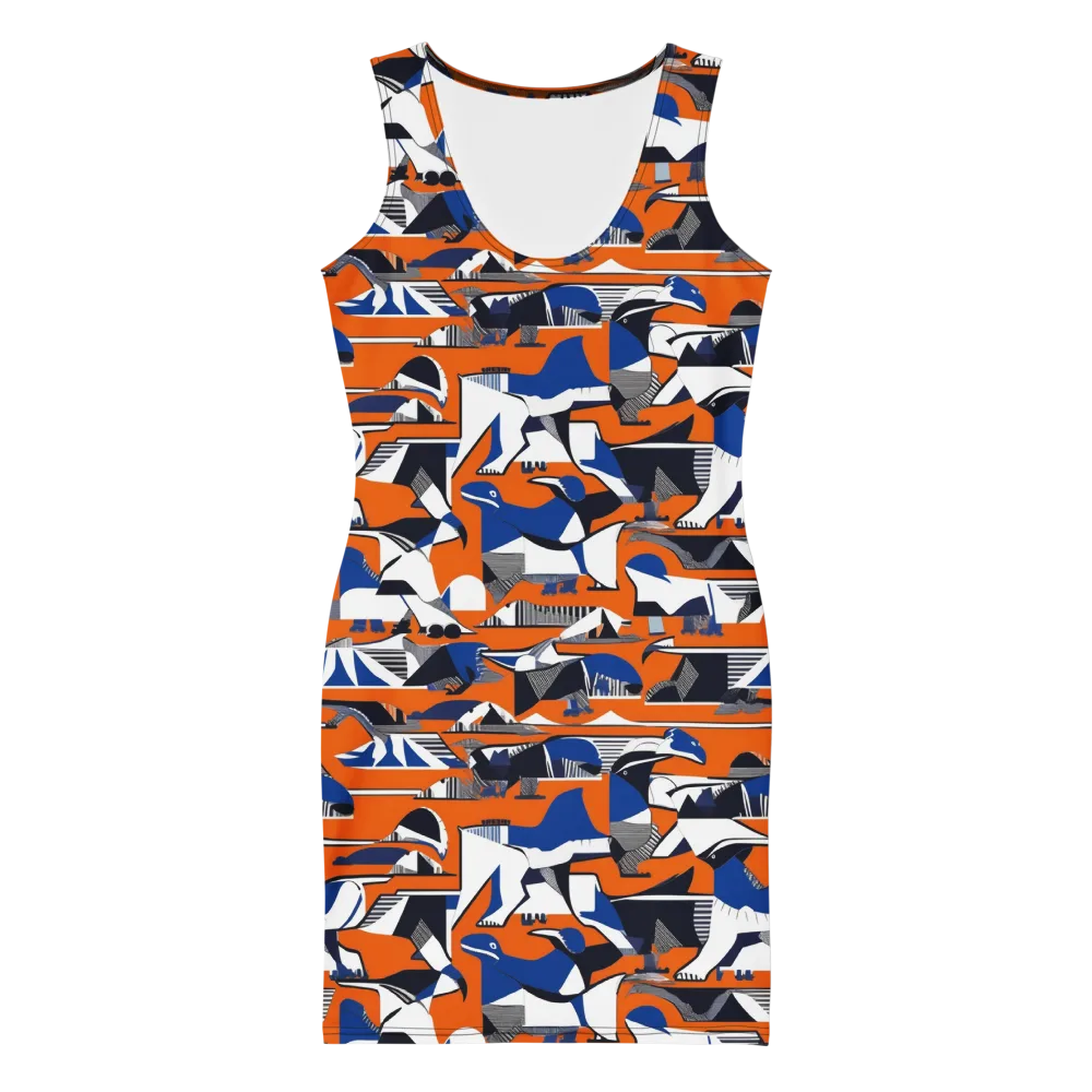 Orange Aviary on Bodycon Dress — Front