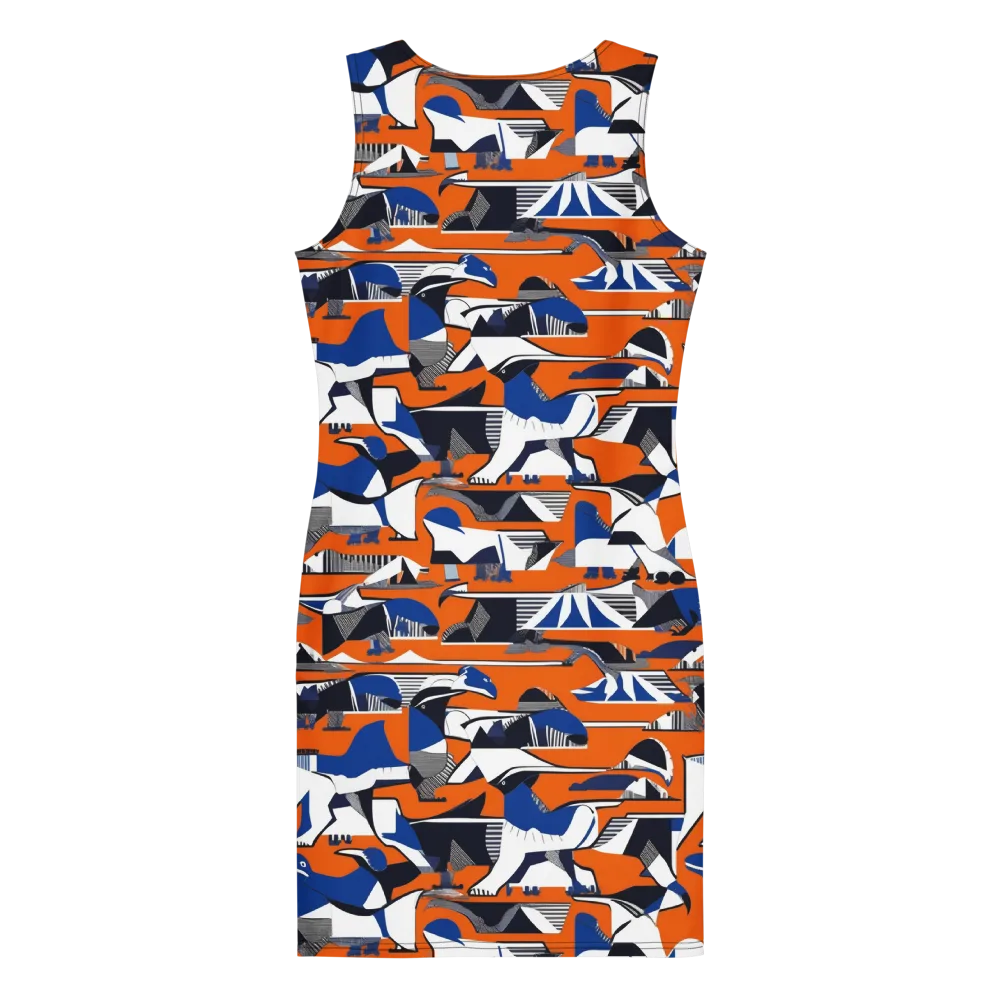 Orange Aviary on Bodycon Dress — Back