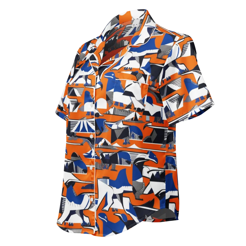 Orange Aviary on Women's Short Sleeve Pajama Top — Left Front