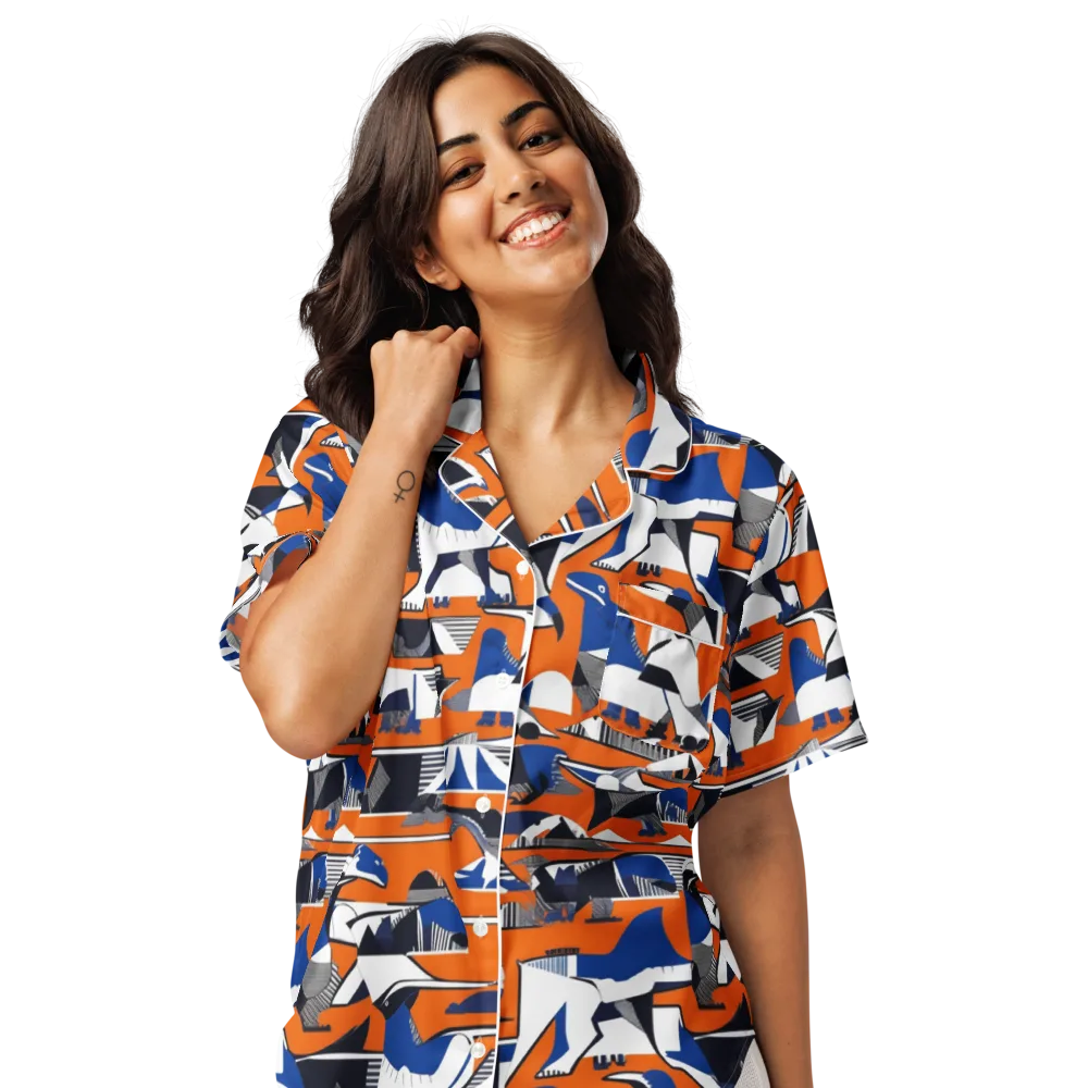 Orange Aviary on Women's Short Sleeve Pajama Top — Front