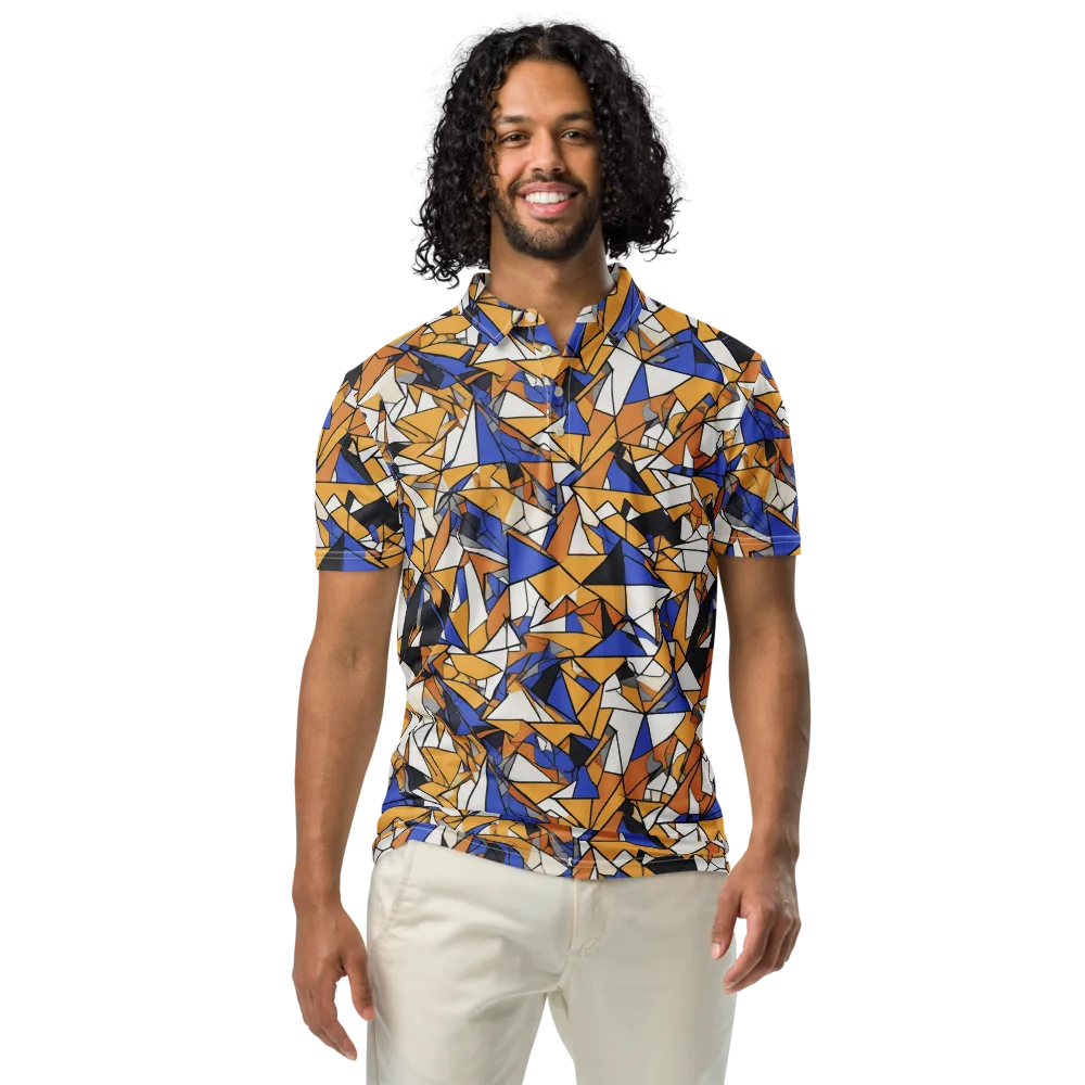 Saffron Fracture on Men's Slim Fit Polo Shirt — Front