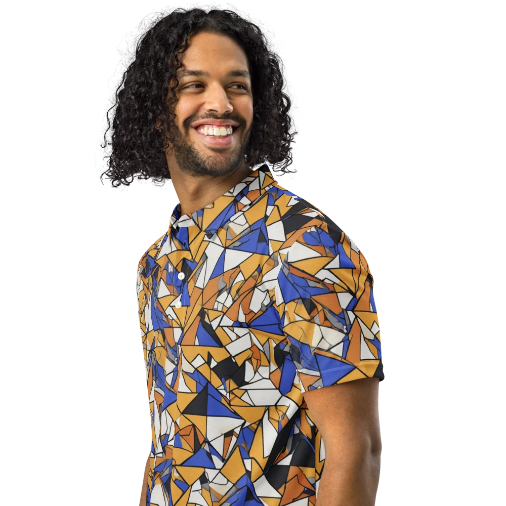 Saffron Fracture on Men's Slim Fit Polo Shirt — Left Front
