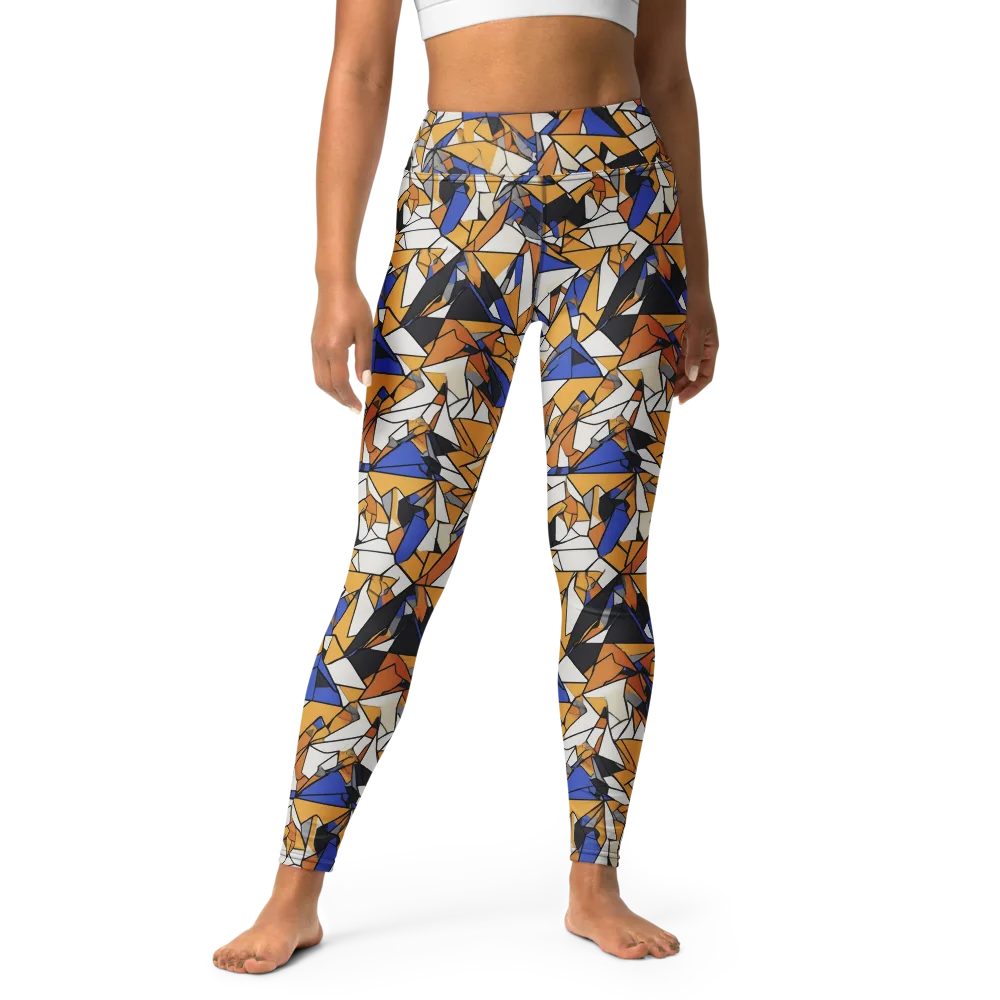 Saffron Fracture on Yoga Leggings — Front