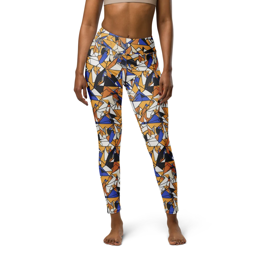 Saffron Fracture on Yoga Leggings — Front