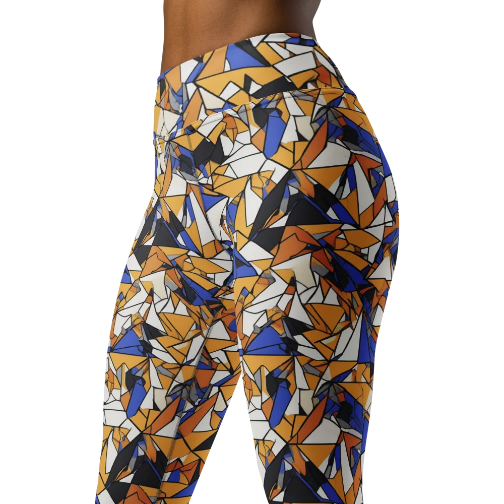 Saffron Fracture on Yoga Leggings — Left Front