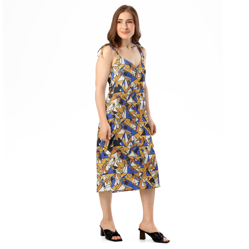 Saffron Fracture on Slip Dress — Right Front