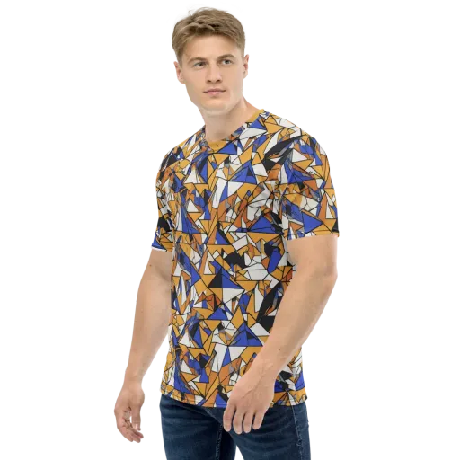 Saffron Fracture on a Men's Crew Neck T-Shirt