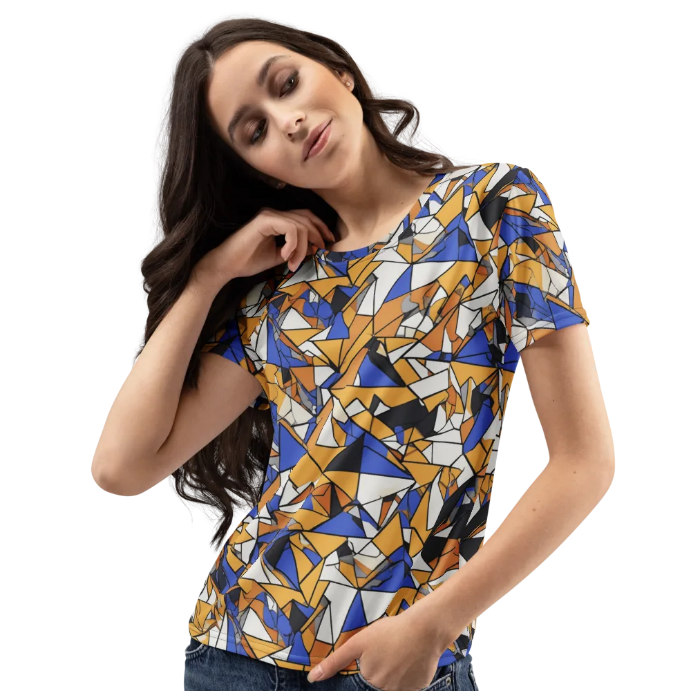 Saffron Fracture on Women's Crew Neck T-Shirt — Left Front