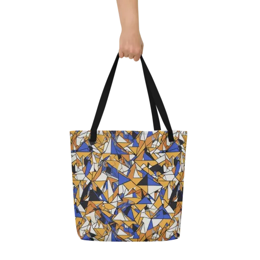 Saffron Fracture on a Large Tote Bag W/ Pocket