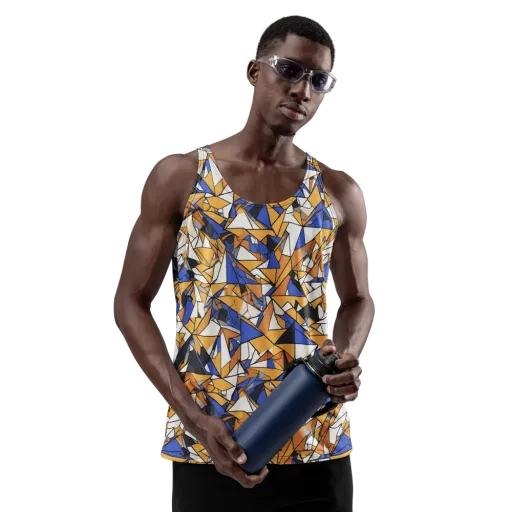 Saffron Fracture on a Men's Tank Top