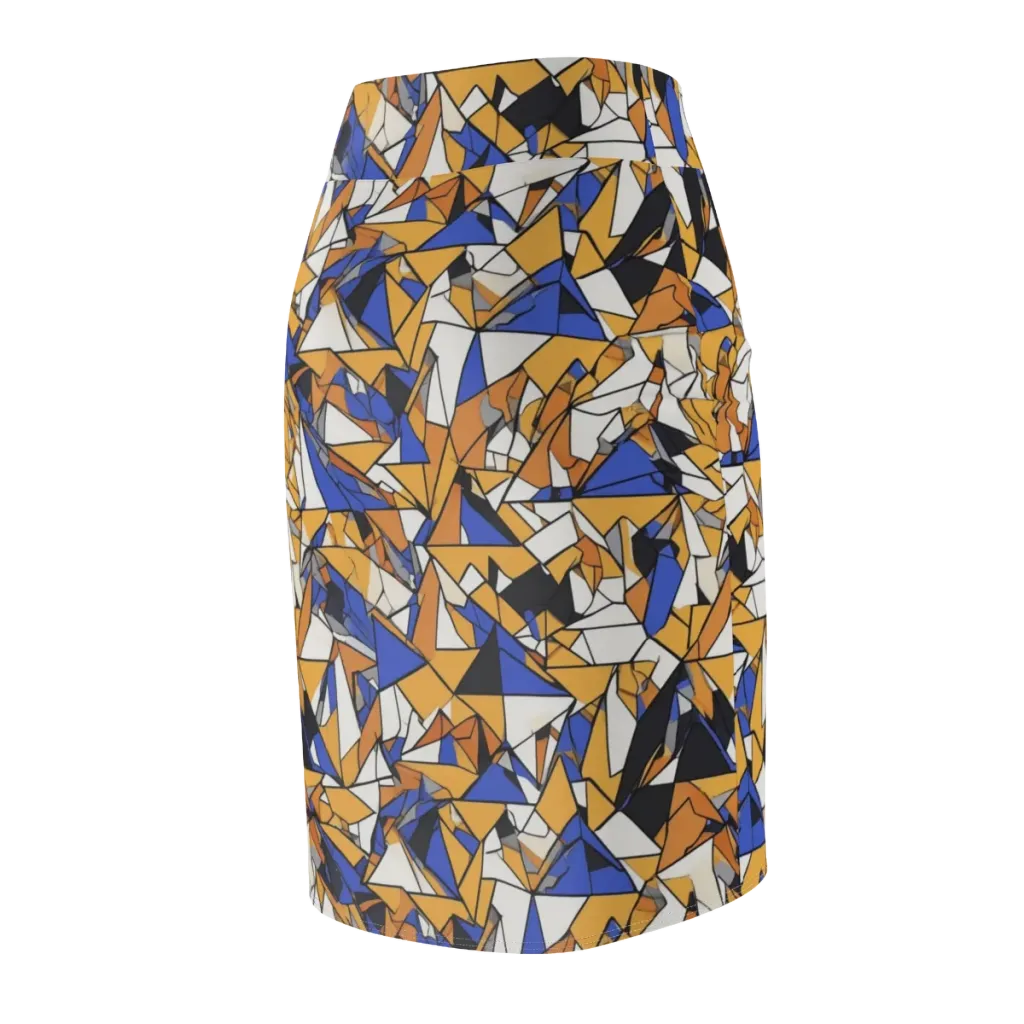 Saffron Fracture on Pencil Skirt — Back Side
