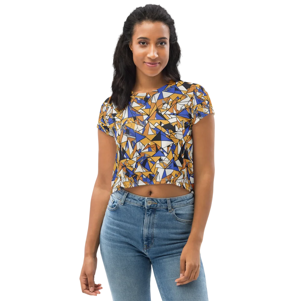 Saffron Fracture on Crop Tee — Front