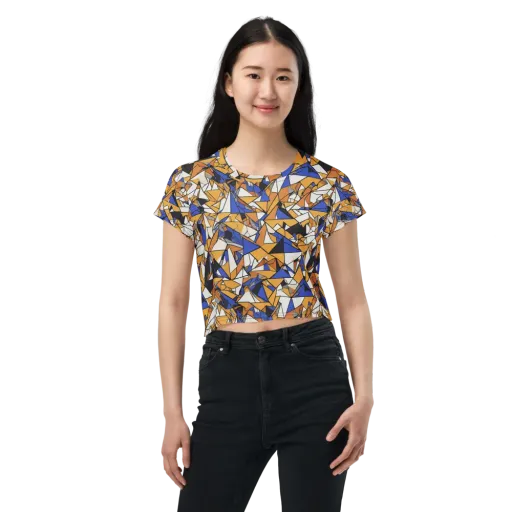 Saffron Fracture on a Crop Tee