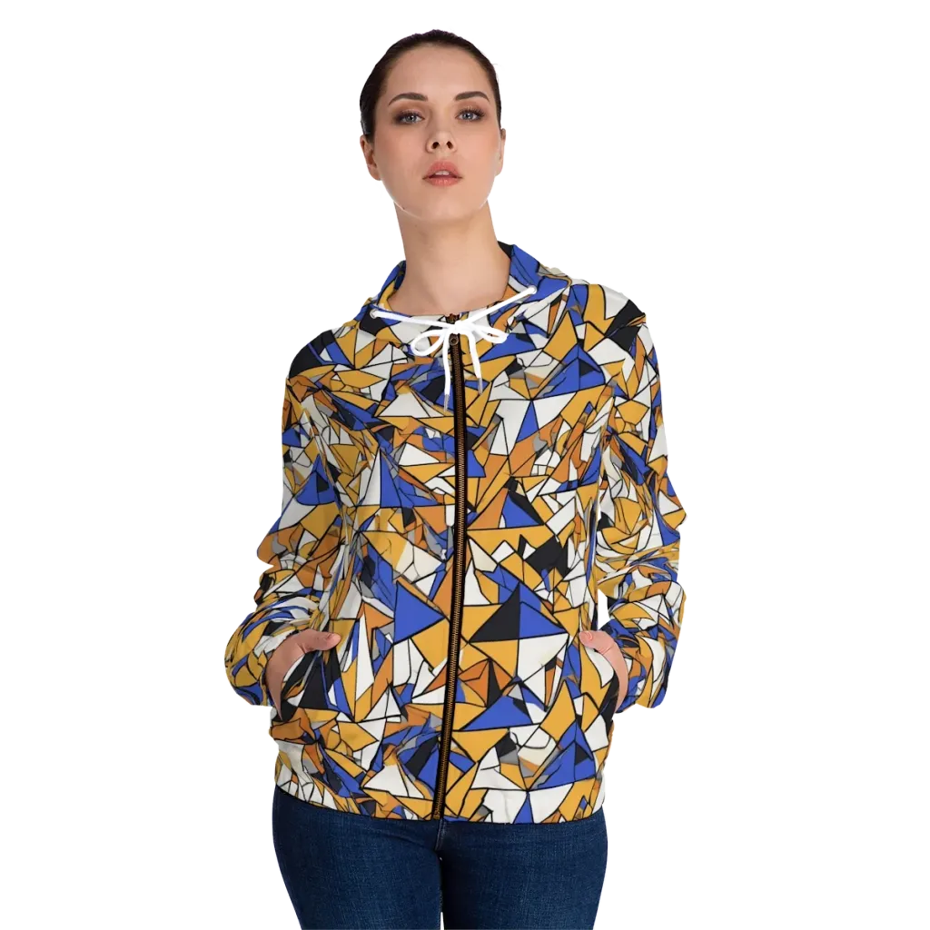 Saffron Fracture on Women's Full-Zip Hoodie — Front On Person