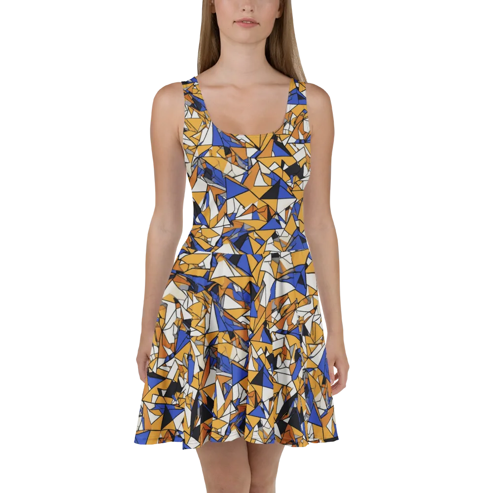 Saffron Fracture on Skater Dress — Front