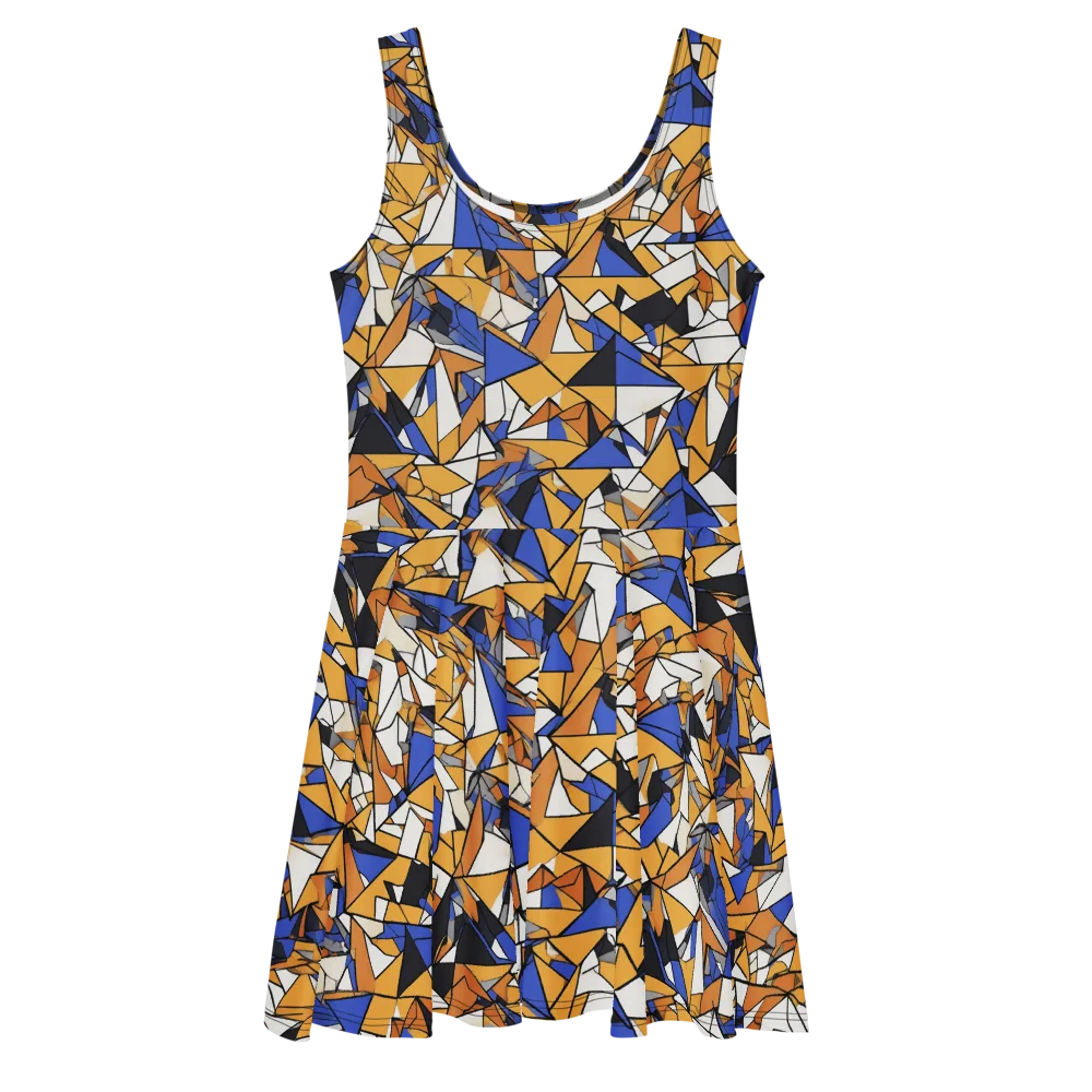 Saffron Fracture on Skater Dress — Front