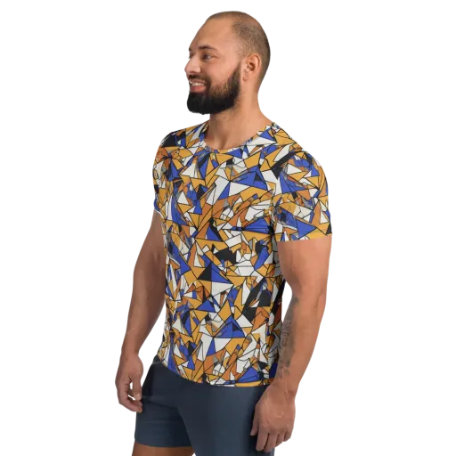 Saffron Fracture on a Men's Athletic T-Shirt