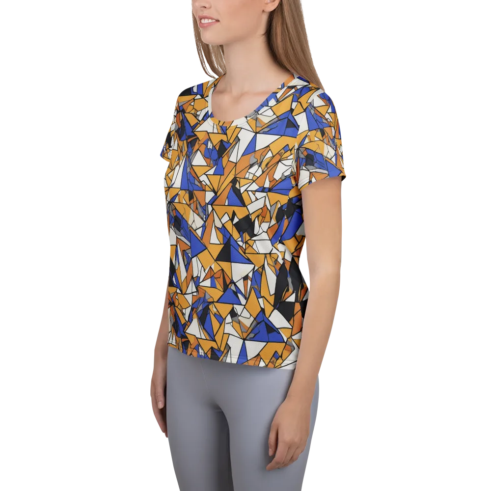 Saffron Fracture on Women's Athletic T-Shirt — Left