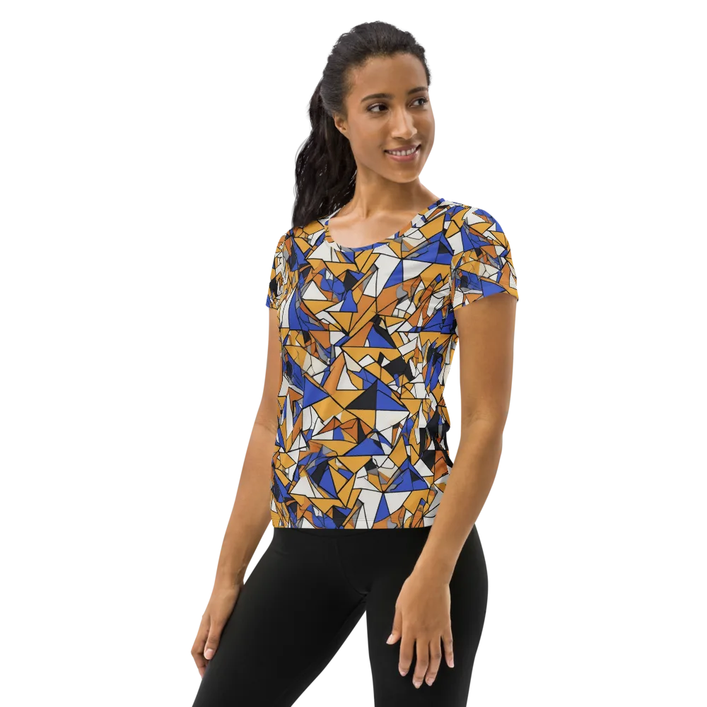 Saffron Fracture on Women's Athletic T-Shirt — Left