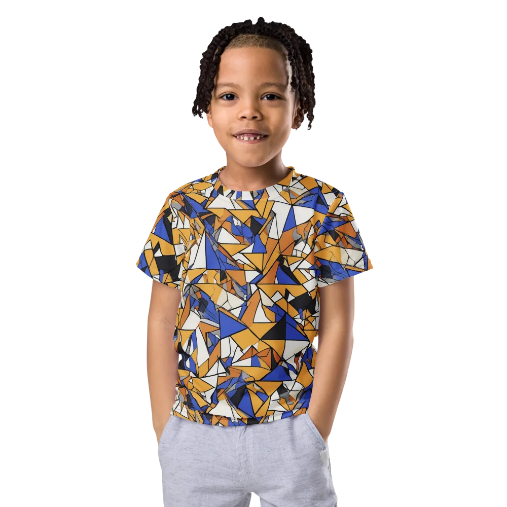 Saffron Fracture on Kids Crew Neck T-Shirt — Front