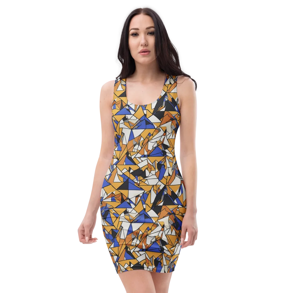 Saffron Fracture on Bodycon Dress — Front
