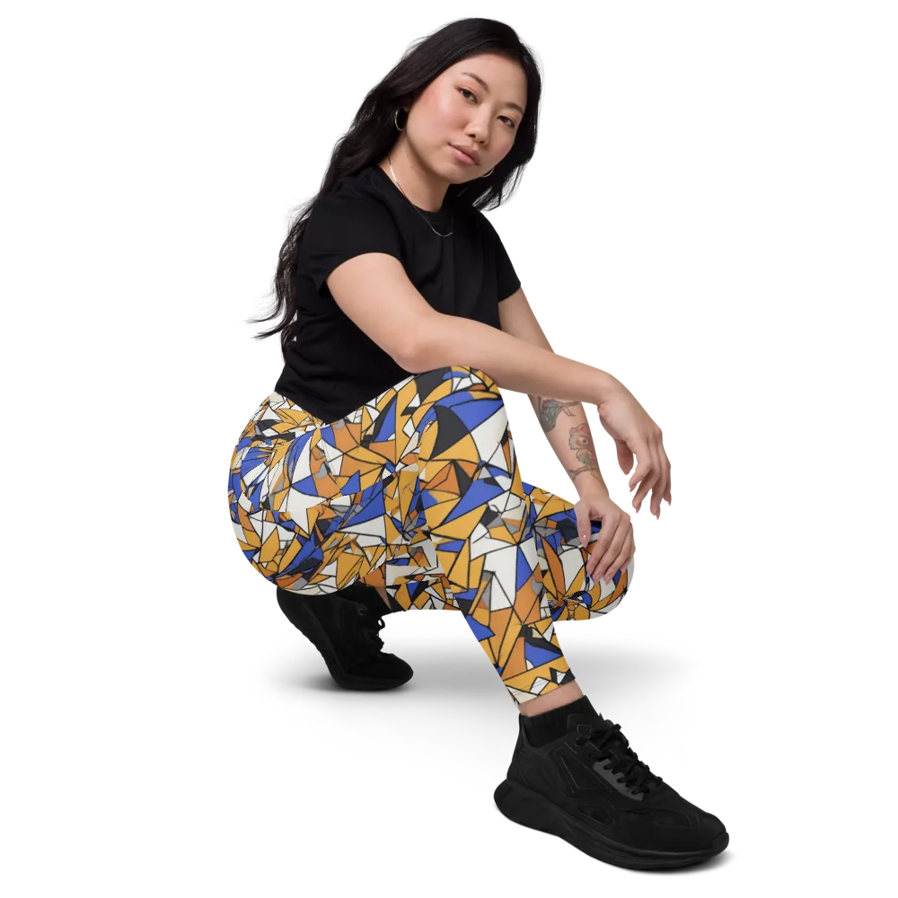 Saffron Fracture on Leggings with Pockets — Right Front
