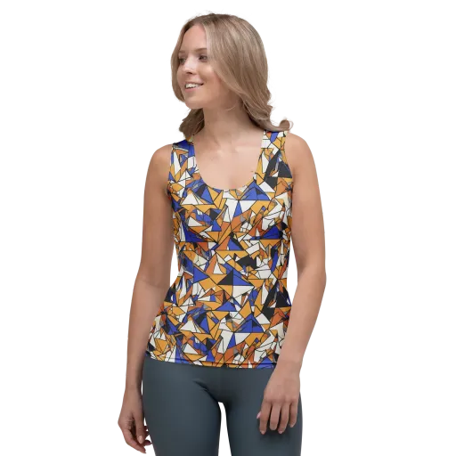 Saffron Fracture on a Women's Tank Top