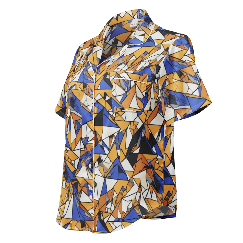 Saffron Fracture on Women's Short Sleeve Pajama Top — Left Front