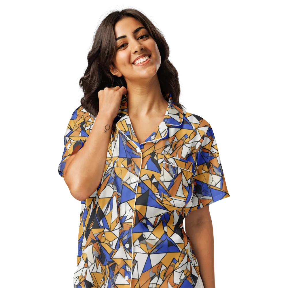 Saffron Fracture on Women's Short Sleeve Pajama Top — Front