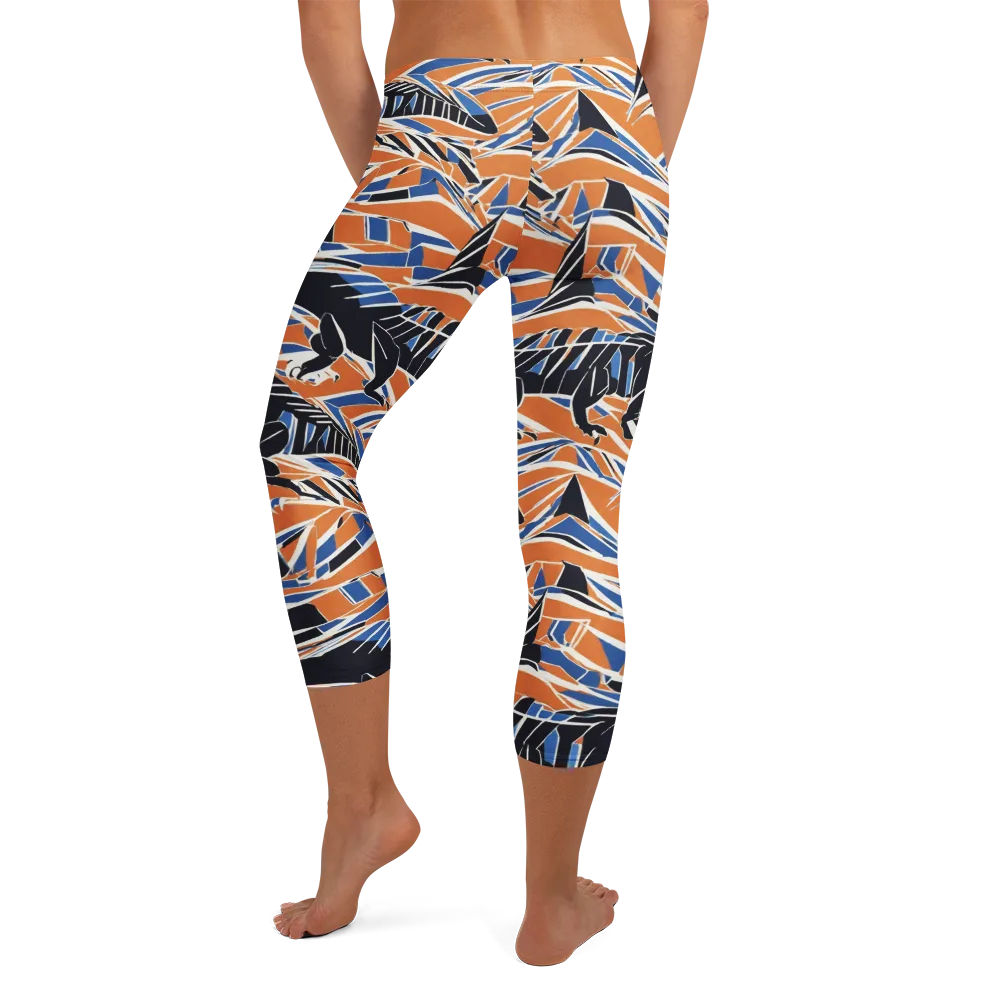 Cobalt Ember Flight on Capri Leggings — Back
