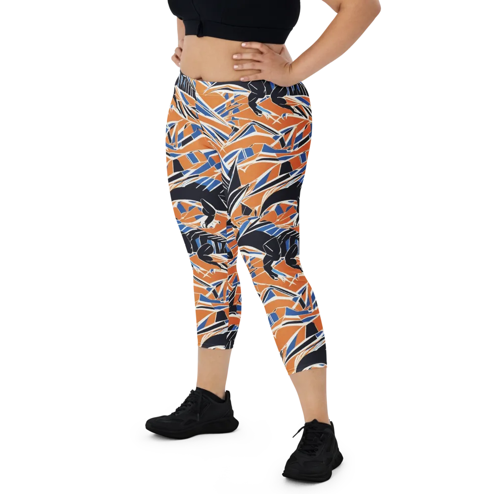 Cobalt Ember Flight on Capri Leggings — Front