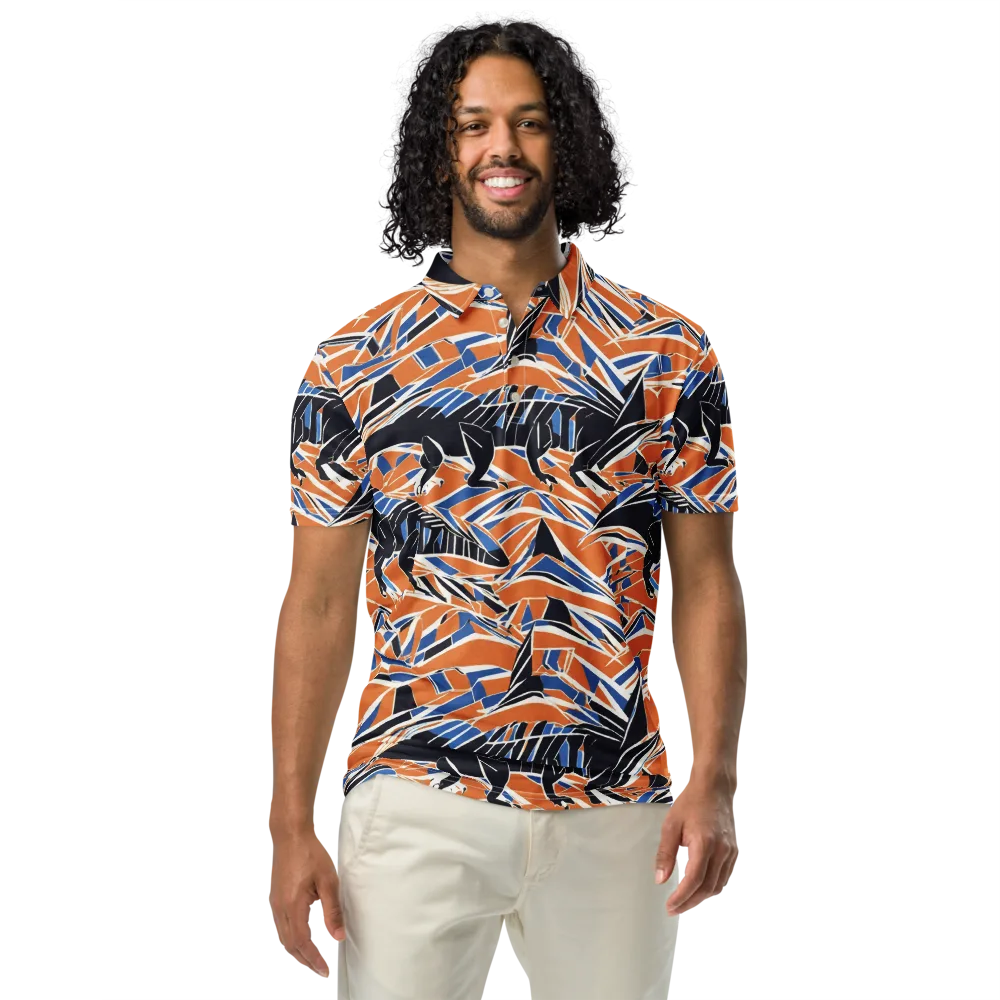 Cobalt Ember Flight on Men's Slim Fit Polo Shirt — Front