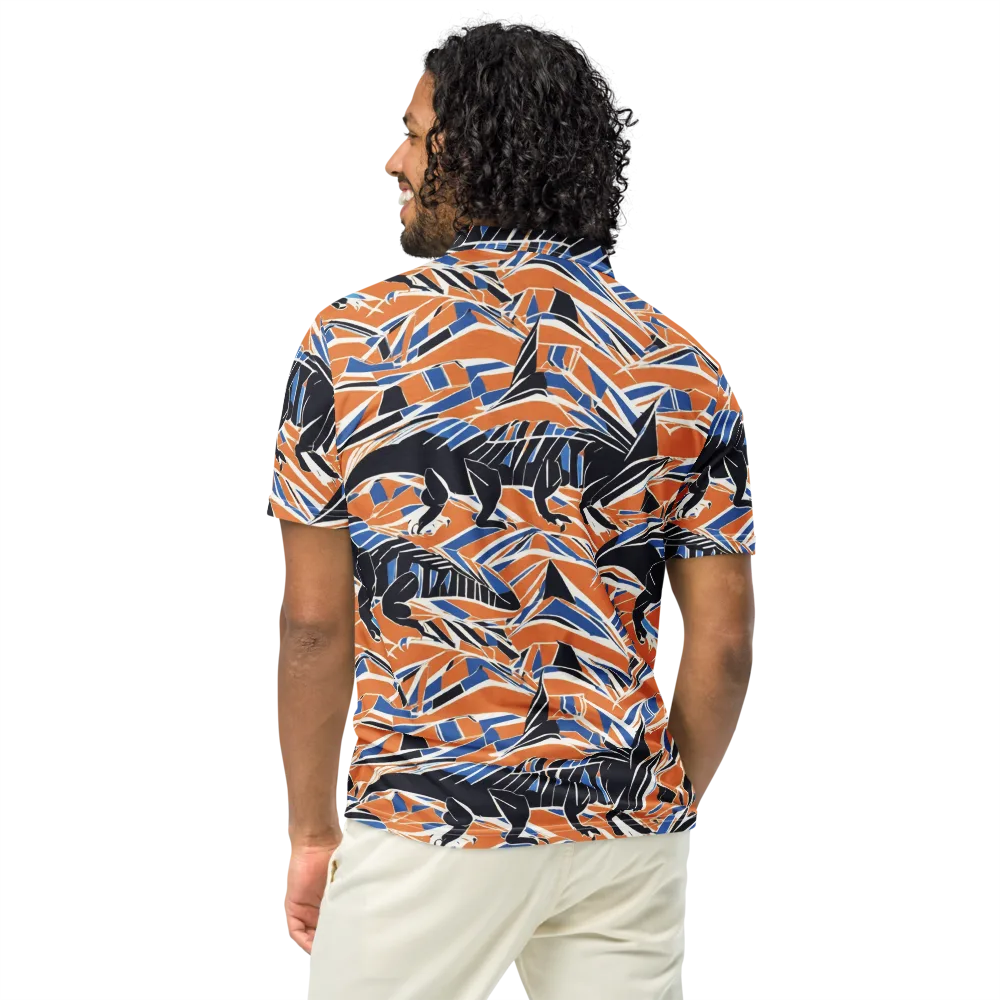 Cobalt Ember Flight on Men's Slim Fit Polo Shirt — Back