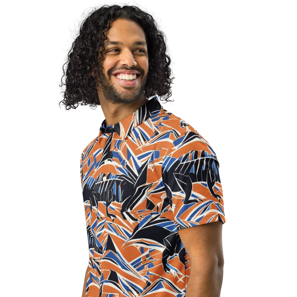 Cobalt Ember Flight on Men's Slim Fit Polo Shirt — Left Front
